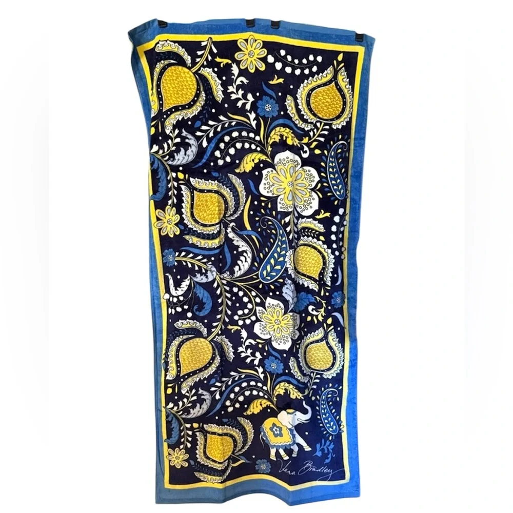 NWT Vera Bradley Ellie Blue Beach Towel Retired Pattern Rare! 33” X 66”